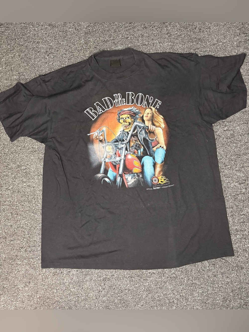 VTG 1993 Easyriders Bad To The Bone T Shirt XL 3D Emblem Biker Single Stitch 90s